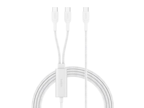 Belkin BoostCharge Pro - USB-kabel - USB-C (hann) til USB-C (hann) - USB 2.0 - 1.5 m - USB Power Delivery (140W), braided - hvit