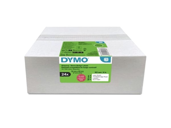 DYMO etiketten LabelWriter ft 101 x 54 mm, wit, 220 etiketten, multipack van 24 rollen, Hvid, Papir, 5,4 cm, 10,1 cm, 5280 stk, 220 stk