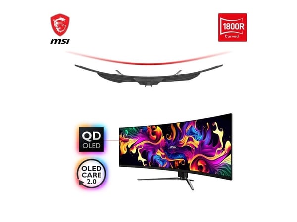 MSI MPG 491CQPDE QD-OLED, 124,5 cm (49"), 5120 x 1440 piksler, DQHD, QD-OLED, 0,03 ms, Svart