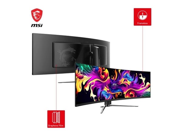 MSI MPG 491CQPDE QD-OLED, 124,5 cm (49"), 5120 x 1440 piksler, DQHD, QD-OLED, 0,03 ms, Svart