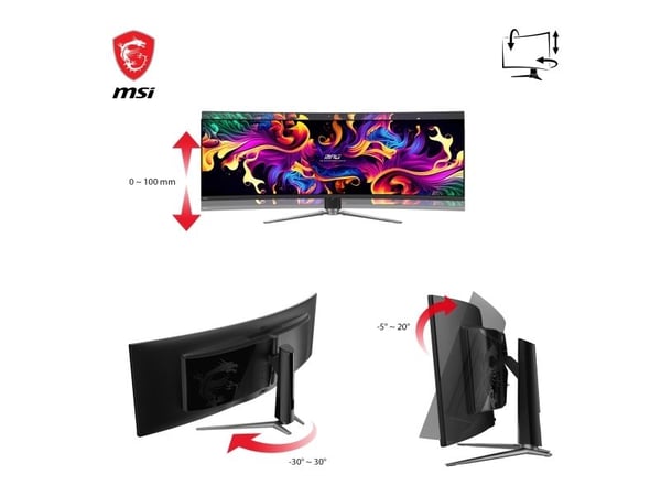 MSI MPG 491CQPDE QD-OLED, 124,5 cm (49"), 5120 x 1440 piksler, DQHD, QD-OLED, 0,03 ms, Svart