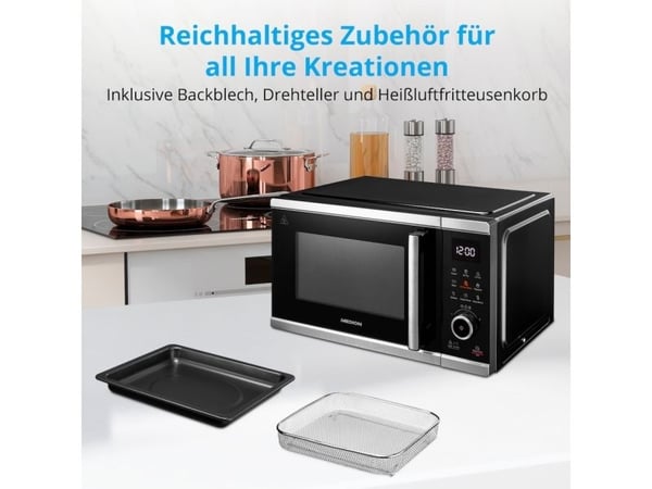 MEDION MD 11499, Benkeplate, Kombinasjon mikrobølge, 25 l, 900 W, Innebygd skjerm, LED