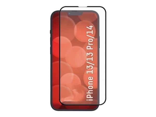 E.V.I. DISPLEX Real Glass - skjermbeskytter for mobiltelefon - 3D - glass - rammefarge svart - for Apple iPhone 13, 13 Pro, 14 (01702)