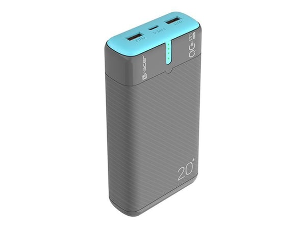 Tracer EnerGen - Strømbank - 20000 mAh - 37 Wh - 22.5 watt - 3 A - PD, QC 3.0 - 3 utgangskontakter (2 x USB, USB-C)