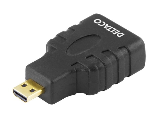 DELTACO - HDMI-adapter - HDMI hunn til 19 pin micro HDMI Type D hann - svart - 4K60Hz UHD-støtte