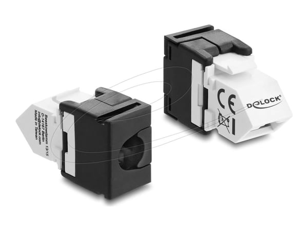 Delock Keystone-modul RJ45 hunn til LSA Cat.6 45° vinklet hunn uskjermet svart/hvit
