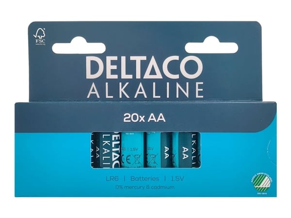 DELTACO - Batteri 20 x AA / LR6 - Alkalisk - 2800 mAh