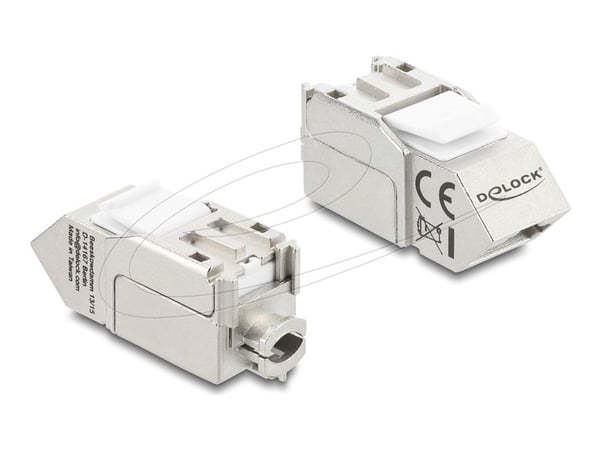 Delock Keystone-moduuli RJ45 naaras LSA Cat.6A 45° kulmassa naaras suojattu 90° kaapelin reititys työkaluvapaa metallia