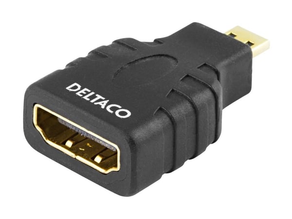 DELTACO - HDMI-adapter - HDMI hunn til 19 pin micro HDMI Type D hann - svart - 4K60Hz UHD-støtte