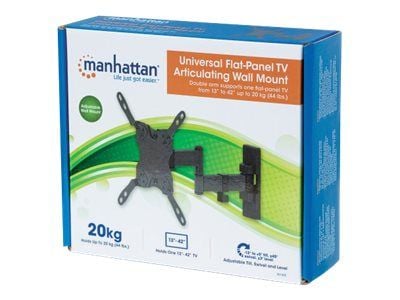Manhattan TV & Monitor Mount, Wall, Full Motion, 1 screen, Screen Sizes: 13-42", Black, VESA 75x75 to 200x200mm, Max 20kg, Tilt & Swivel with 3 Piv...