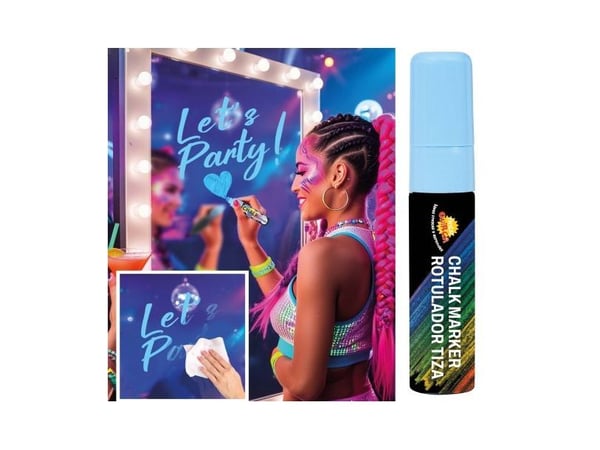 Blå flytende krittpenn (neon/rave)