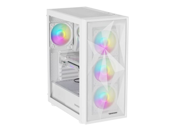 Genesis Diaxid 605 - Midi-torn - ATX - genomskinlig sidopanel (härdat glas) - ingen strömförsörjning (ATX) - vit - USB/ljud
