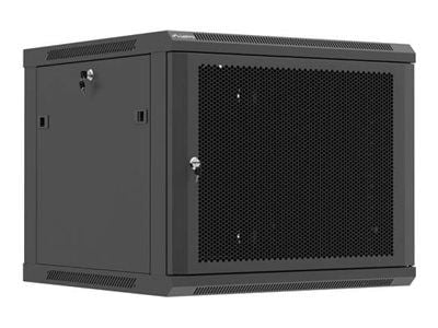 Lanberg WF01 Series - Rack skåp - 600x600, platt paket, med perforerad dörr - väggmontering - svart, RAL 9004 - 9U - 19"