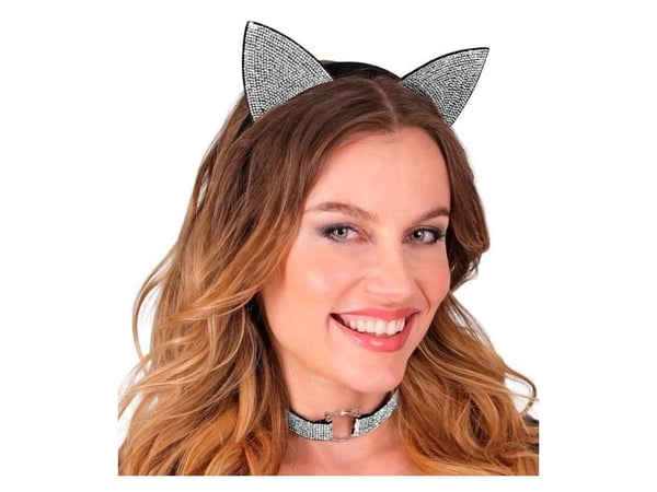Katt set med strassstenar