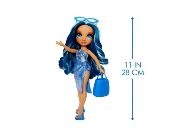 Rainbow High Swim & Style Skyler - Doll with Shimmery Wrap - blå