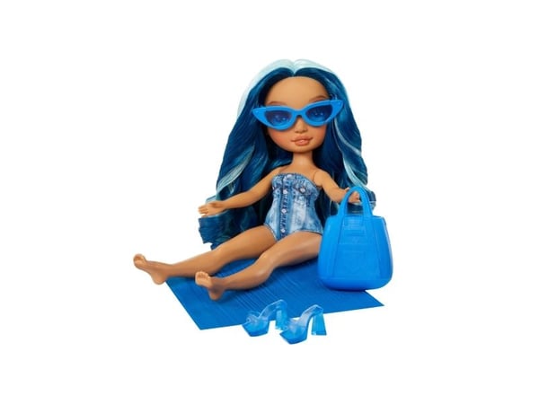 Rainbow High Swim & Style Skyler - Doll with Shimmery Wrap - blå