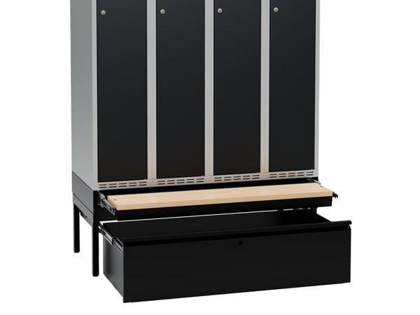 Stativ med skuff og sittebenk, 1200x550 mm