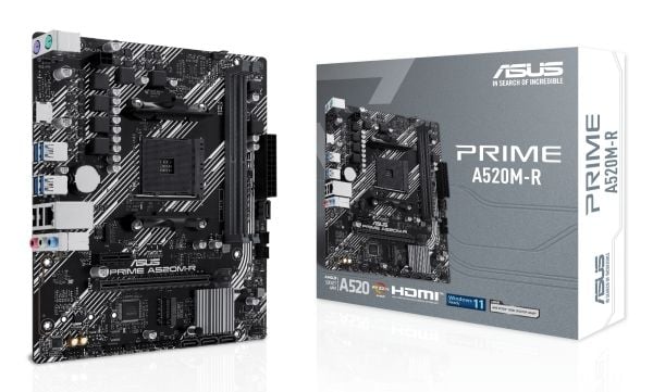ASUS PRIME A520M-R - Hovedkort - micro ATX - Socket AM4 - AMD A520 Chipset - USB 3.2 Gen 1 - Gigabit LAN - innbygd grafikk (CPU kreves) - HD-lyd (8...