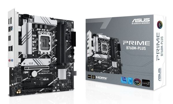 ASUS PRIME B760M-PLUS - Hovedkort - micro ATX - LGA1700-sokkel - B760 Chipset - USB 3.2 Gen 2, USB 3.2 Gen 1, USB-C 3.2 Gen 1 - 2.5 Gigabit LAN - i...
