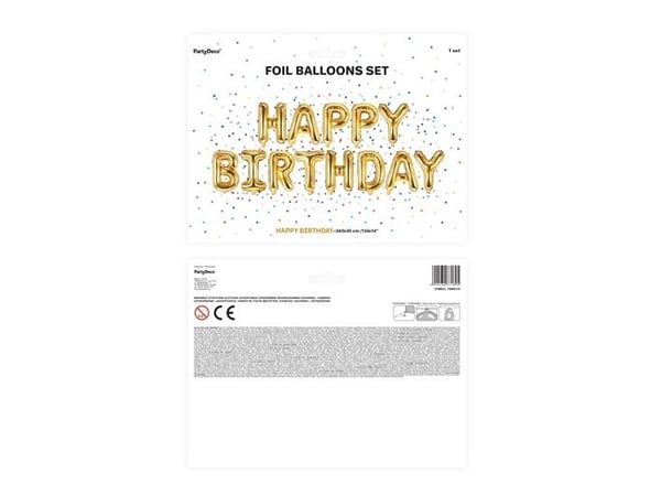 PartyDeco FB6M-019, Leksaksballong, Folie, Guld, Monokromatiskt, Party, Universal