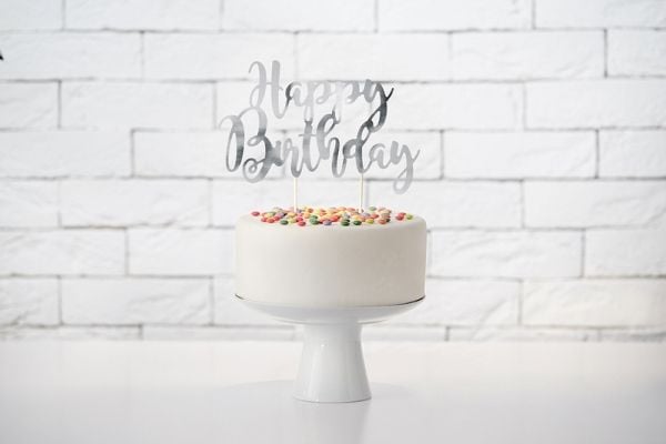 PartyDeco KPT11-018M, Kake, Sølv, Voksen, Unisex, Bursdag, 1 stykker