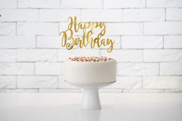 PartyDeco KPT11-019M, Tårta, Guld, papper, Barn och vuxna, Unisex, Födelsedag