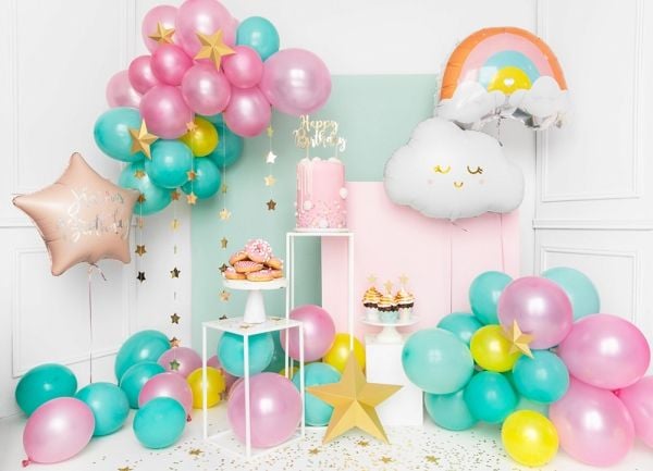 PartyDeco KPT11-019M, Tårta, Guld, papper, Barn och vuxna, Unisex, Födelsedag