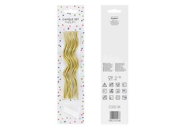 Party Deco Kierretyt kultaiset syntymäpäiväkynttilät - 14 cm - 8 kpl universaali