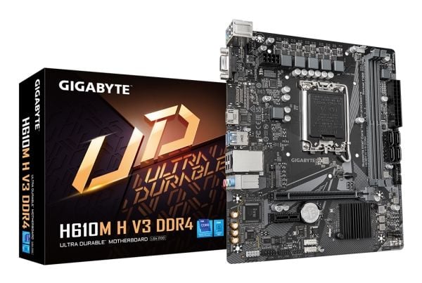 Gigabyte H610M H V3 DDR4 - 1.0 - hovedkort - micro ATX - LGA1700-sokkel - H610 Chipset - USB 3.2 Gen 1 - Gigabit LAN - innbygd grafikk (CPU kreves)...