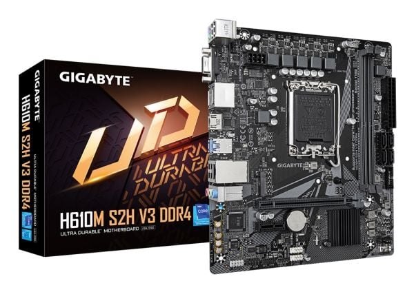 Gigabyte H610M S2H V3 DDR4 - 1.0 - hovedkort - micro ATX - LGA1700-sokkel - H610 Chipset - USB 3.2 Gen 1 - Gigabit LAN - innbygd grafikk (CPU kreve...