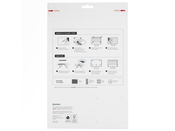 eSTUFF GLBG14301188-FI, 35,6 cm (14"), 16:10, Laptop, Rammeløst skjermfilter, Blank/Matt, Privatliv