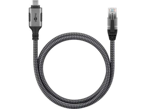 Goobay 70754, USB C, RJ-45, 10 m, musta, Hopea