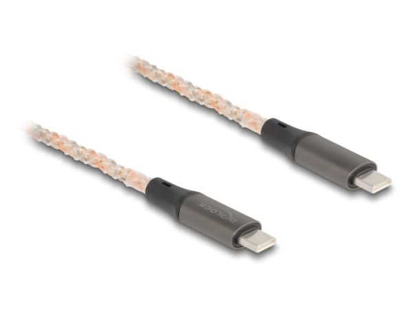 DeLOCK 88288, 1,2 m, USB C, USB C, USB 2.0, 0,48 Gbit/s, musta, Kupari, Harmaa, Läpinäkyvä
