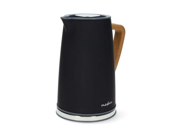 Nedis KAWK510EBK, 1,7 l, 2200 W, Sort, Stål, Vannivåindikator, Trådløs