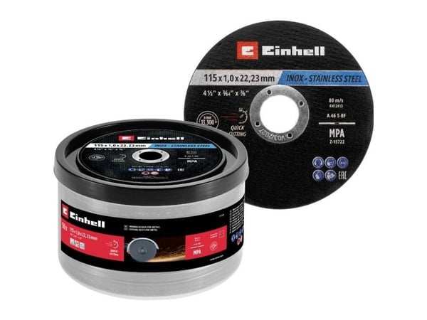 Einhell kappeskive tynn Ø115 x 1,0 mm 50 stk for vinkelsliper (711526)