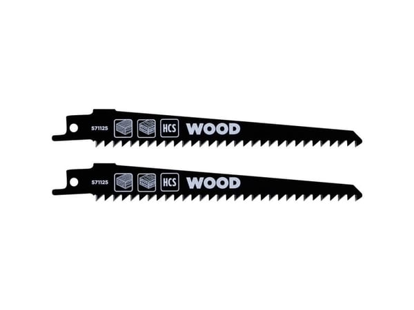kwb 571125, Frem- og tilbakegående sagblad, Plast, Tre, High Carbon Steel (HCS), Sort, 15,3 cm, 2 stykker