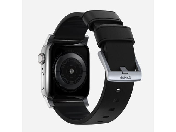 Nomad Active Band Pro, Band, Smartklokke, Svart, Sølv, Apple, Ultra / 46mm, Lær, Rustfritt stål