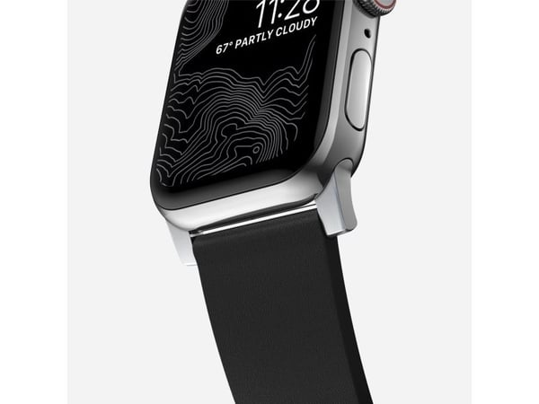 Nomad Active Band Pro, Band, Smartklokke, Svart, Sølv, Apple, Ultra / 46mm, Lær, Rustfritt stål