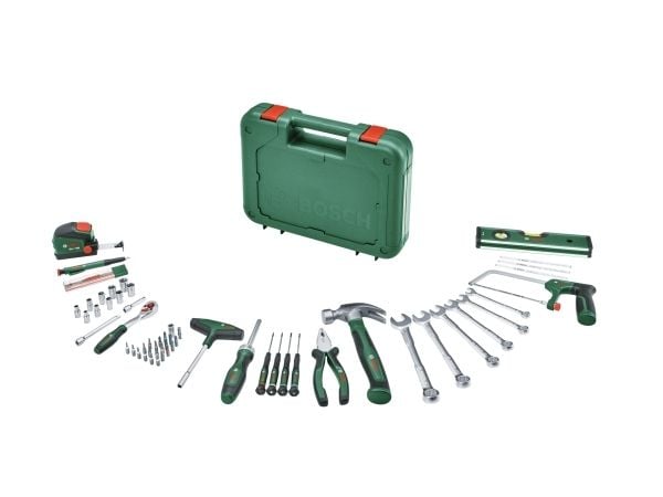 Bosch 1 600 A02 ZB3, Yhdistelmäkiintoavain, Yhdistelmäpihdit, PH00, PH0, SL1.5, TX6, musta, Vihreä, Vihreä, 64 työkalua
