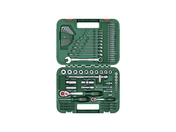 Bosch 1 600 A02 Z9B, Kombinasjonsnøkkel, 6,7,8,10,12,13,14,15,17,19 mm, Svart, Grønn, Grønn, 132 verktøy