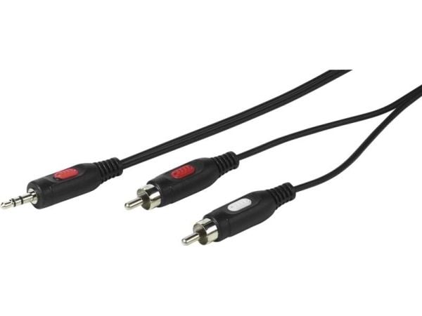 Vivanco VVAJACK2RCA50MMK, 2 x RCA, urosliitin, 3.5mm, urosliitin, 5 m, musta