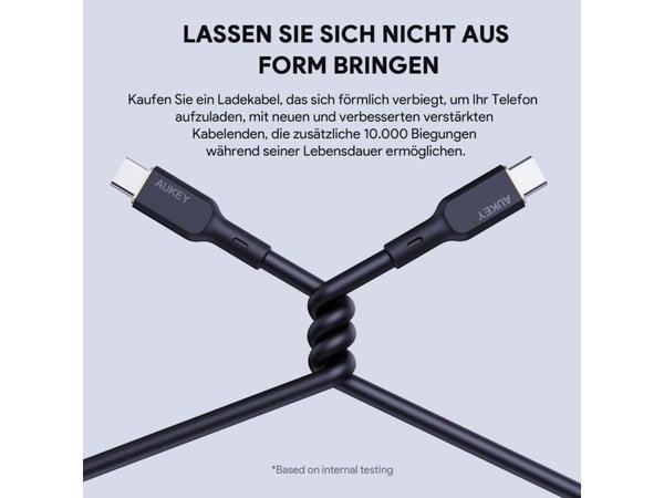 AUKEY CB-SCC101 USB-C Type-C Power Delivery PD 100W 5A 1m Silikon Sort
