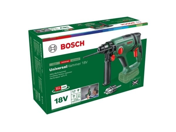 Bosch UniversalHammer 18V - Roterende hammer - trådløs - SDS-plus - 2 joule - uten batteri, ingen lader - 18 V - SOLO