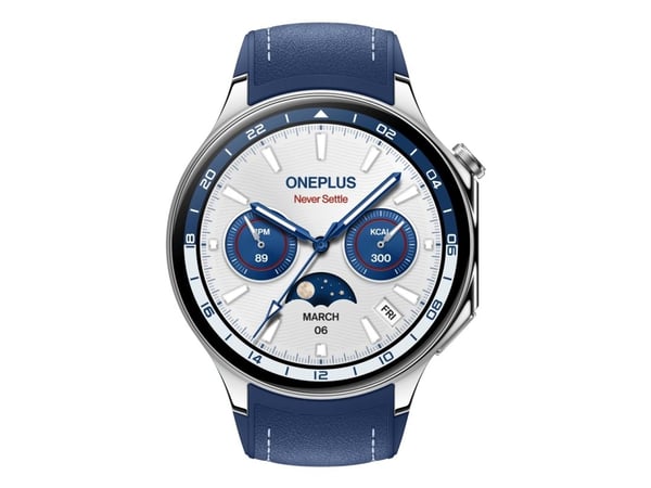 OnePlus Watch 2 - 46 mm - rustfritt stål - smartklokke med stropp - fluororubber - håndleddstørrelse: 140-210 mm - display 1.43" - 32 GB - Bluetoot...