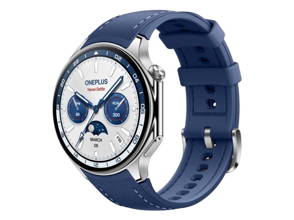 OnePlus Watch 2 - 46 mm - rustfritt stål - smartklokke med stropp - fluororubber - håndleddstørrelse: 140-210 mm - display 1.43" - 32 GB - Bluetoot...