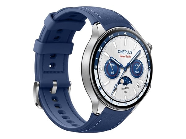 OnePlus Watch 2 - 46 mm - rustfritt stål - smartklokke med stropp - fluororubber - håndleddstørrelse: 140-210 mm - display 1.43" - 32 GB - Bluetoot...