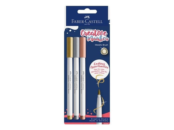 Faber-Castell Gofa Brush, Metallisk, Flerfarget, Flerfarget, 3 farger, Fin tupp, Rund, 1,5 mm