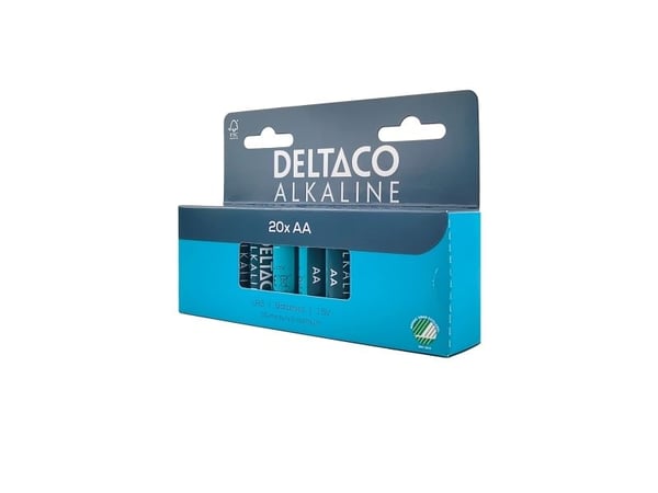 Deltaco AA alkaline 20-pack, Kertakäyttöinen akku, AA, Alkali, 1,5 V, 20 kpl, 2800 mAh