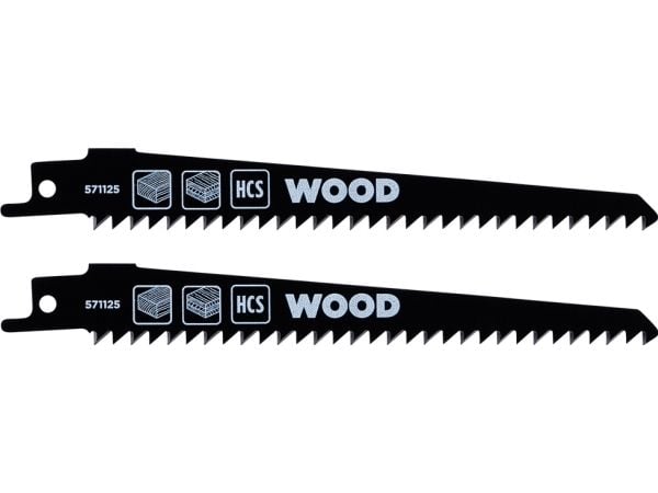 kwb 571125, Frem- og tilbakegående sagblad, Plast, Tre, High Carbon Steel (HCS), Sort, 15,3 cm, 2 stykker