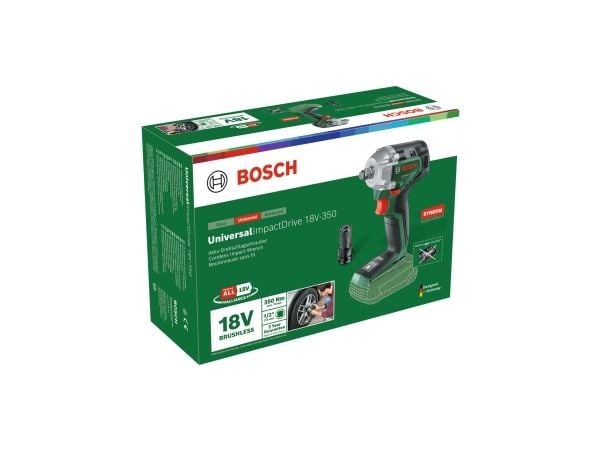 Bosch ImpactDrive 18V-350, Slagtrekker, Pistolhåndtak, 1/2", Hurtigutløsende chuck, Svart, Grønn, 2300 RPM - SOLO